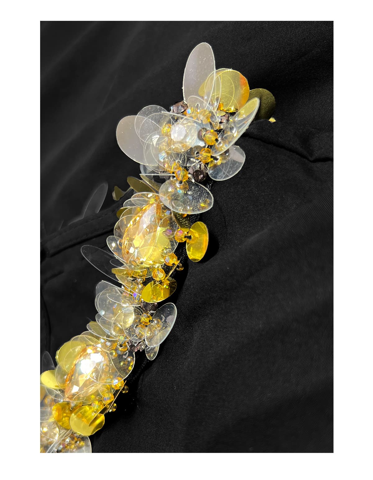 黒ブラウス ドレープショルダー シフォンブラウス