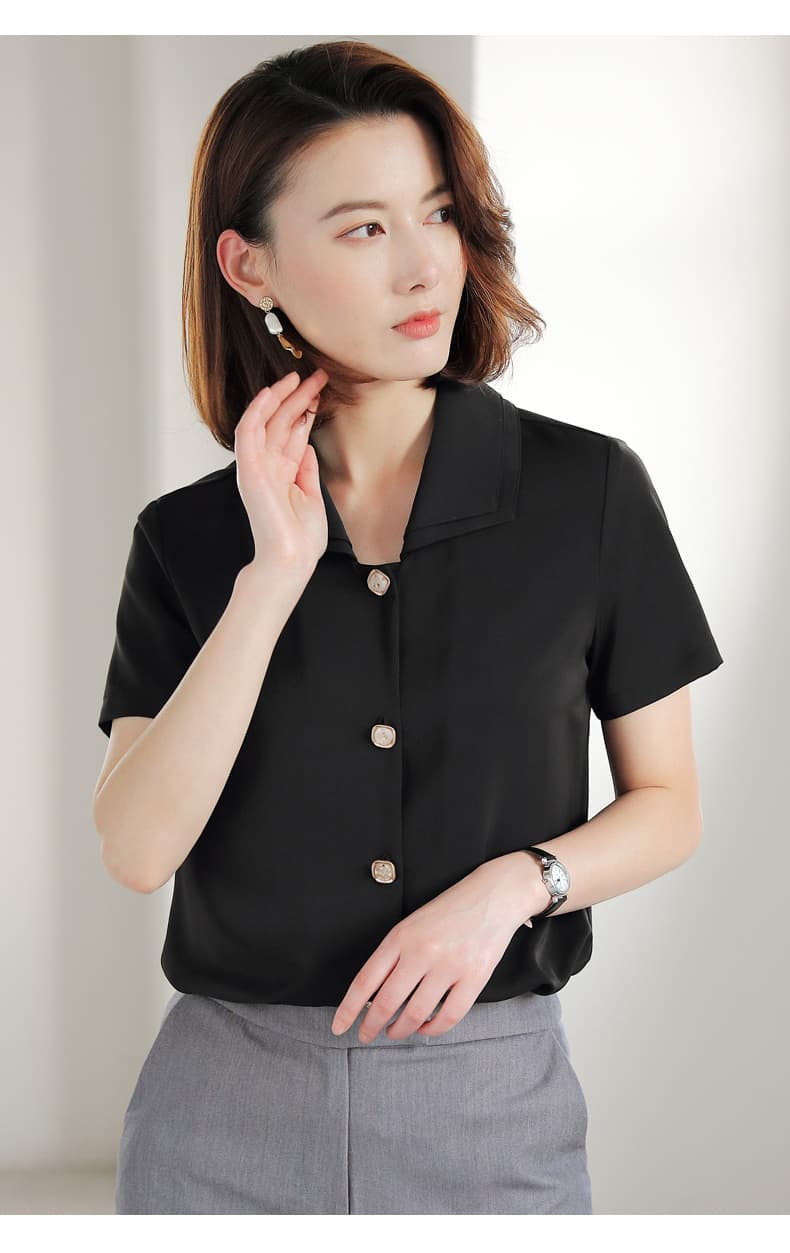 黒ブラウス シンプル上質シフォンブラウス
