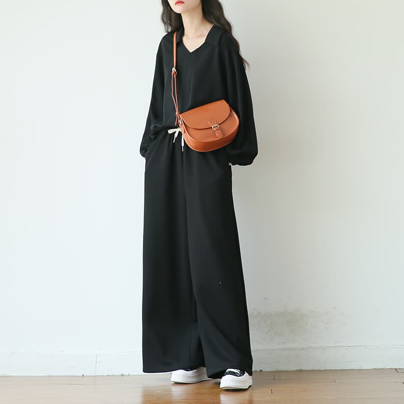 黒ブラウス ふんわり袖シフォンブラウス