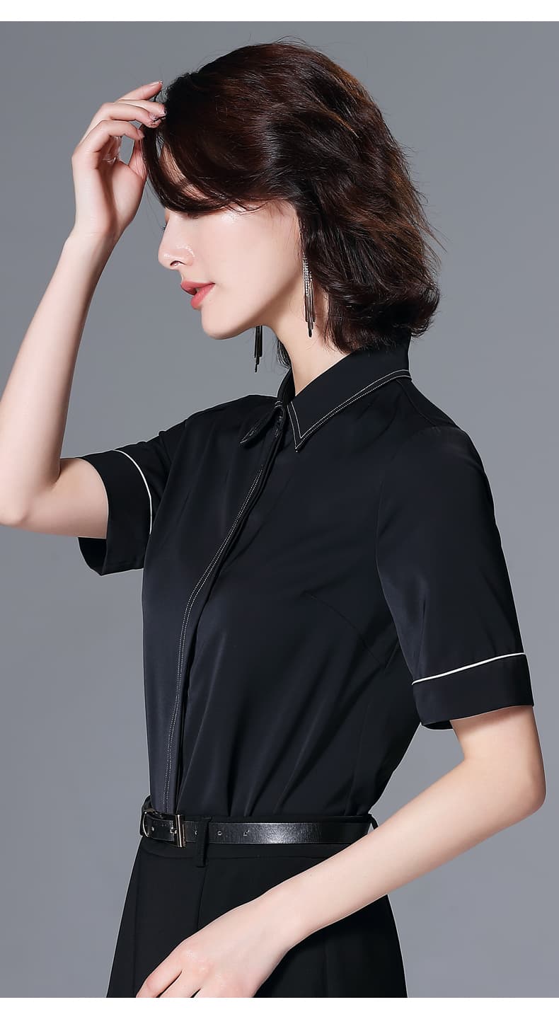 黒ブラウス シンプル上質シフォンブラウス