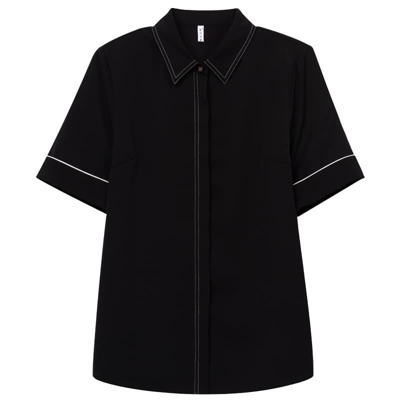 黒ブラウス シンプル上質シフォンブラウス