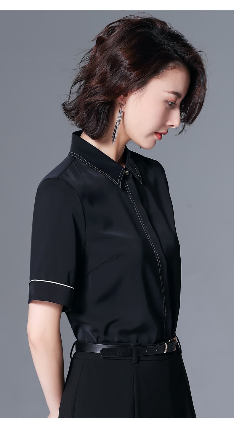 黒ブラウス シンプル上質シフォンブラウス